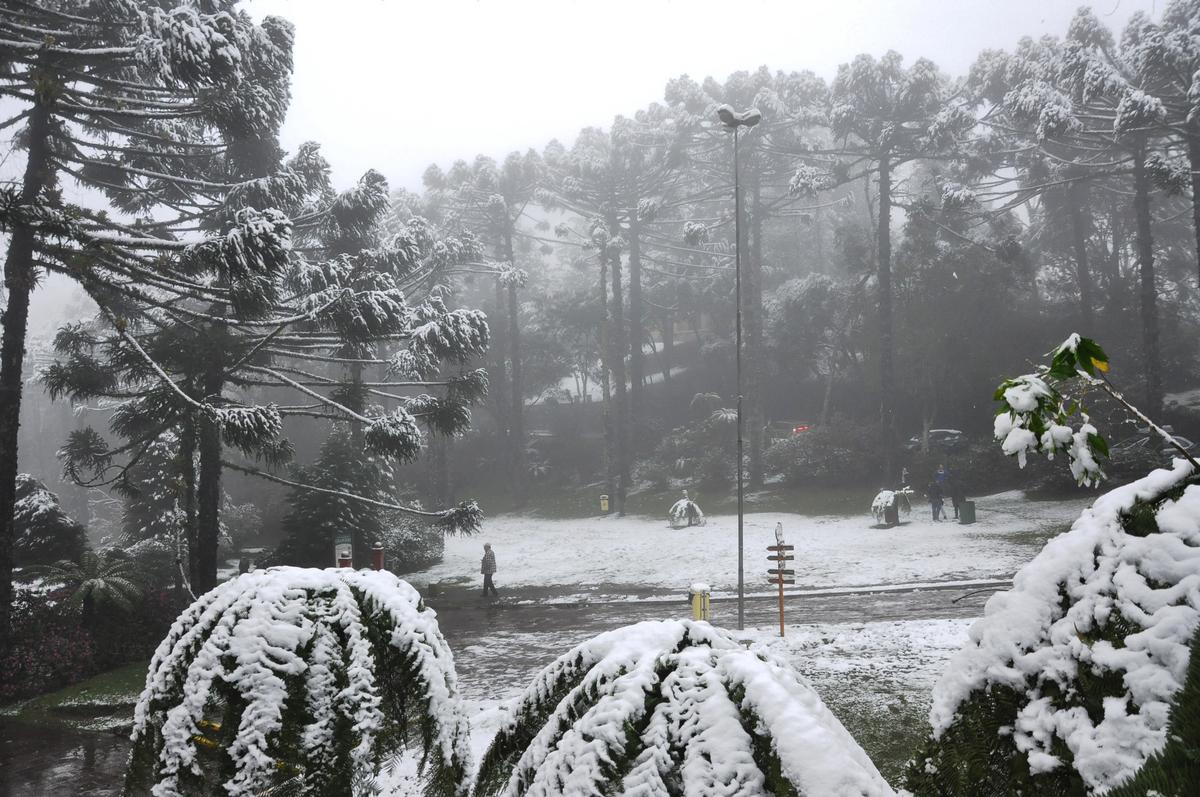 "Família feliz aproveitando um dia ensolarado em um parque de Gramado, destacando a segurança e o ambiente acolhedor ideal para morar com filhos."